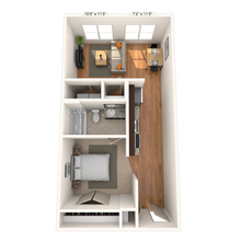 Studio 1x1 621 SF 5125 floor plan